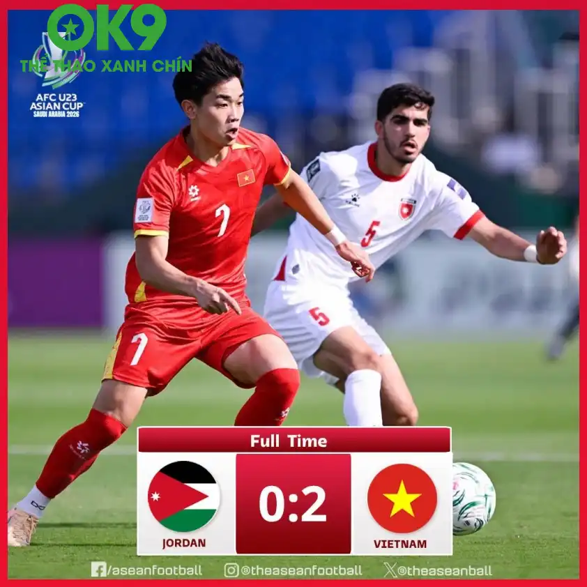 U23 Jordan choáng váng trước đẳng cấp của U23 Việt Nam. (Ảnh: AFC)